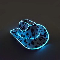 Nouveau chapeau de cowboy lumineux à LED avec motif imprimé laitier pour Noël, Pâques, fêtes et accessoires d'ambiance de carnaval
