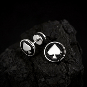 Orecchini a perno eleganti ed edgy a forma di <span class=keywords><strong>asso</strong></span> di picche, 16G 1.2mm, in acciaio inossidabile 316L, con smalto nero, unisex, gioielli per piercing Helix in stile gotico punk - Product Image 5