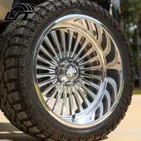 Jantes monobloc forgées monobloc Super Single de 22, 24, 26 pouces, entièrement polies, personnalisées, ET CB, robustes, pour camionnettes tout-terrain
