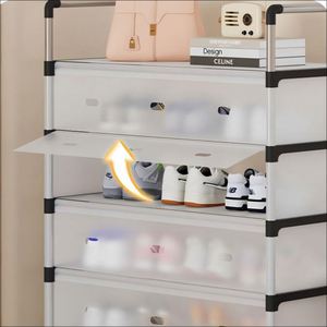 Large Modern Design Folding Portable Shoe Rack Organizer <b>Foldable</b> for Living Room Shoes and Tools - Product Image 5
