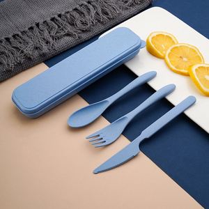 Eco-friendly Wheat Straw Spoon Fork Knife <b>Set</b> Travel Camping Plastic Cutlery - Product Image 4