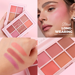 พาเลทบลัชออนเนื้อแมท 6 สี HANDAIYAN ชุดแต่งหน้าสำหรับใบหน้าสีธรรมชาติ เม็ดสีแน่น เหมาะสำหรับการเดินทาง ใช้ได้ทุกวัน เหมาะสำหรับมือใหม่ ชุดของขวัญ - Product Image 3