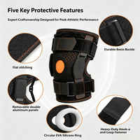 Genouillère personnalisable avec charnières métalliques, sangle rotulienne et plaques en aluminium pour le soutien du ménisque, la fixation des blessures sportives