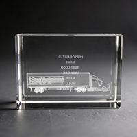 Neelpure 133693 - Premio de Cristal Rectangular Grabado en 3D con Diseño de Camión Semirremolque Personalizado para Reconocimiento en la Industria del Transporte