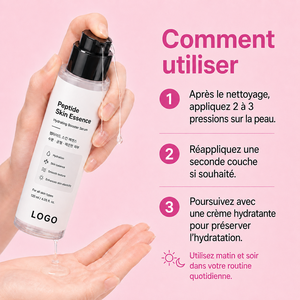 Formule booster à 6 peptides de haute qualité, hydratation rapide, amélioration de la texture rugueuse, uniformisation du teint, essence à l'acide hyaluronique GHK-Cu - Product Image 6