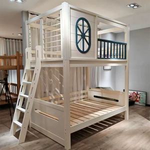 Cama Infantil con Forma de Timón de Barco JINS, <span class=keywords><strong>Madera</strong></span> Maciza Blanca con <span class=keywords><strong>Escalera</strong></span> de Almacenamiento y Estante Integrado para Dormitorio de Niños y Niñas - Product Image 4