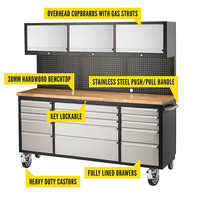 Chariot d'atelier en acier inoxydable de 72 pouces avec rangement d'outils, personnalisation OEM/ODM, garantie de 3 ans pour garages et ateliers