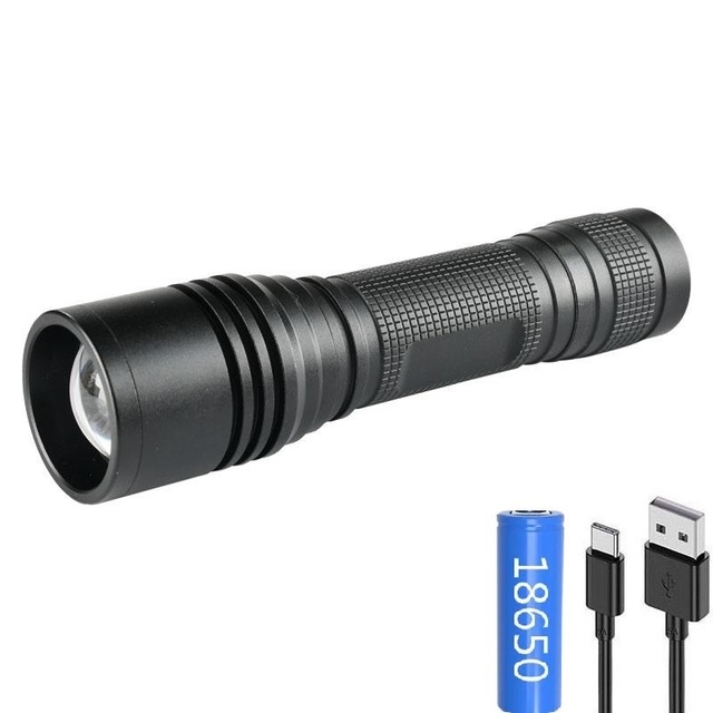 Manufacturer Super Bright Torch Zoom Custom Flashlight Linterna Strong Light Powerful LED Small Usb Rechargeable Flashlight