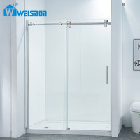 Weisdon Walk in Cabine de douche en verre trempé Salle de bain Salle de douche Cabine de douche coulissante sans cadre