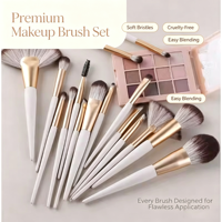 Ensemble de 16 pinceaux de maquillage professionnels en poils synthétiques doux et denses, manche en plastique, nouvelle conception, marque privée