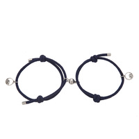 2 Stks/set Valentijnsdag Handgemaakt Gevlochten Paar Armband Bedelmagneet Bijpassende Armbanden Voor Dames Heren Cadeau