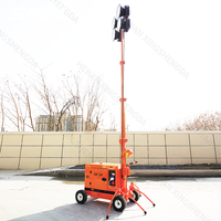 Tour d'éclairage mobile portable économique et durable de 5,5 m avec LED 4x300W-1000W, alimentation essence/diesel, faible coût d'entretien, garantie 1 an