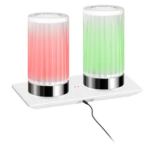 Özel Modern dekoratif masa lambası LED şarj edilebilir lamba kristal cam ahşap taban akülü masa lambaları