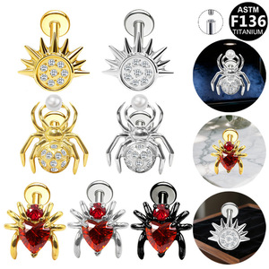 Boucles d'oreilles Spider Piercing en alliage de titane F136, forme d'insecte, bijoux de mode pour soirée - Product Image 1