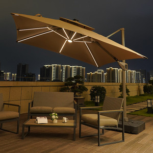 Precio de fábrica directo <span class=keywords><strong>Paraguas</strong></span> de patio LED impermeable con luces solares Parasol voladizo <span class=keywords><strong>para</strong></span> exteriores <span class=keywords><strong>para</strong></span> jardín Terraza Azotea - Product Image 1