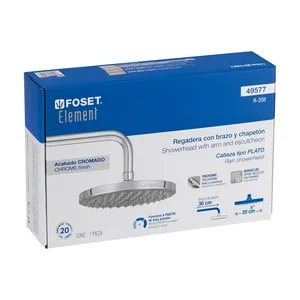 Master con 4 unità Chrome soffione doccia 8 'piatto rotondo, con braccio, elemento Foset - Product Image 4