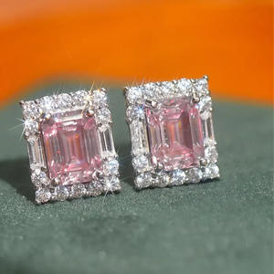 Orecchini a perno Laispert Star Morganite in Argento 925 con taglio a smeraldo e incastonatura a castone, gioielli classici da donna per matrimonio - Product Image 5