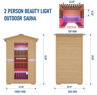 Cabine de sauna extérieure de luxe personnalisée de haute qualité pour 2-3 personnes, sauna infrarouge lointain, sauna de jardin, 2000W, faible EMF