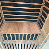Sauna Finlandesa Moderna de Madera Maciza de Hemlock para 2 Personas, con Calefacción Eléctrica, Panel de Control Computarizado y Ventanas de Techo
