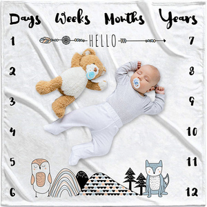 Custom Printing Cute Throw <strong>Blanket</strong> Flannel Baby <strong>Milestone</strong> <strong>Blanket</strong> Baby Monthly Photography <strong>Blanket</strong> - Product Image 4