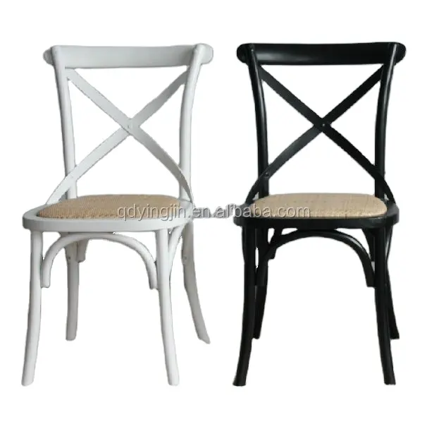 Straw Seat Wood Cross Chair for Dining chair hotel restaurant furniture high quality Used for Rental Wedding