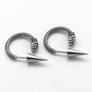 Pendientes con forma de cabeza de serpiente yunnique, diseño cónico de acero de titanio para joyería de moda para fiestas - Product Image 3