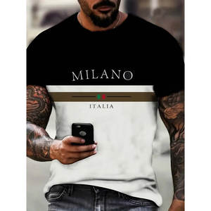 Plus Size <strong>Men's</strong> Trendy <strong>Tops</strong> 100% Polyester Knitted T-Shirts Yellow <strong>Green</strong> Animal Pattern Vibrant Color Minimum Order 2PCS - Product Image 2