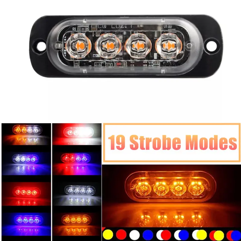 4 Led xe Strobe cảnh báo ánh sáng nướng nhấp nháy sự Cố Khẩn Cấp đèn nhấp nháy xe Truck Trailer Beacon LED Đèn