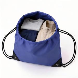 Custom Logo Size Color Nylon <b>Drawstring</b> <b>Backpack</b> with Reflective Print for Gym Sports Outdoor Hiking Promotional Giveaway - Product Image 2