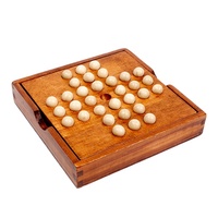Jeu de billes sautillantes Peg Solitaire avec 33 billes en bois, boîte en bois