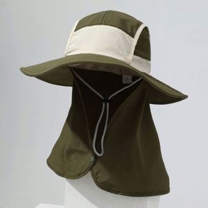 Chapeaux de pêche à large bord pour l'extérieur, protection solaire, protection du cou, chapeaux de safari et de jungle avec cordon - Product Image 1