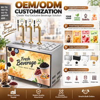 Machine à thé au lait commerciale DIY, distributeur de thé multi-saveurs, station de mélange de boissons avec conteneurs d'ingrédients pour salon de thé et café