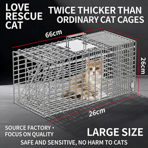 Nouvelle cage à chat pliable entièrement automatique, extra large, robuste et solide, avec fermeture à bouton, directement de l'usine, pour le sauvetage des animaux. - Product Image 2