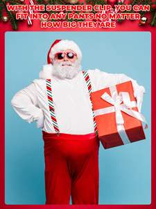 Christmas Men Suspenders Candy Cane Bow <strong>Tie</strong> With Pocket Square Bow <strong>Tie</strong> Set Adjustable Candy Cane Suspenders With Girt <strong>Box</strong> - Product Image 5