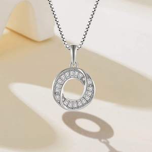 Ensemble pendentif cercle élégant en <span class=keywords><strong>argent</strong></span> plaqué rhodium <span class=keywords><strong>925</strong></span> zircon cubique et <span class=keywords><strong>boucles</strong></span> <span class=keywords><strong>d</strong></span>'<span class=keywords><strong>oreilles</strong></span> pour la fête de fiançailles - Product Image 4