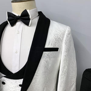 44-58 européen US à la mode hommes trois pièces chic motif foncé costumes transfrontaliers banquets mariages garçons d'honneur fermeture éclair mouche pantalon - Product Image 5