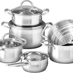 Juego de Ollas Clásico de Acero Inoxidable Triple 304, Moderno y Saludable, con Tapa de Vidrio, Apto para <span class=keywords><strong>Inducción</strong></span>, para Cocina, Hogar y Exteriores - Product Image 1