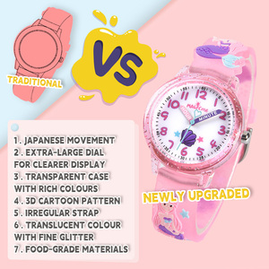 Bán buôn nóng bán sang trọng Nàng Tiên Cá 43mm PC trường hợp Arabic thạch anh xem cho trẻ em thể thao thời trang phim hoạt hình chống nước ODM - Product Image 4