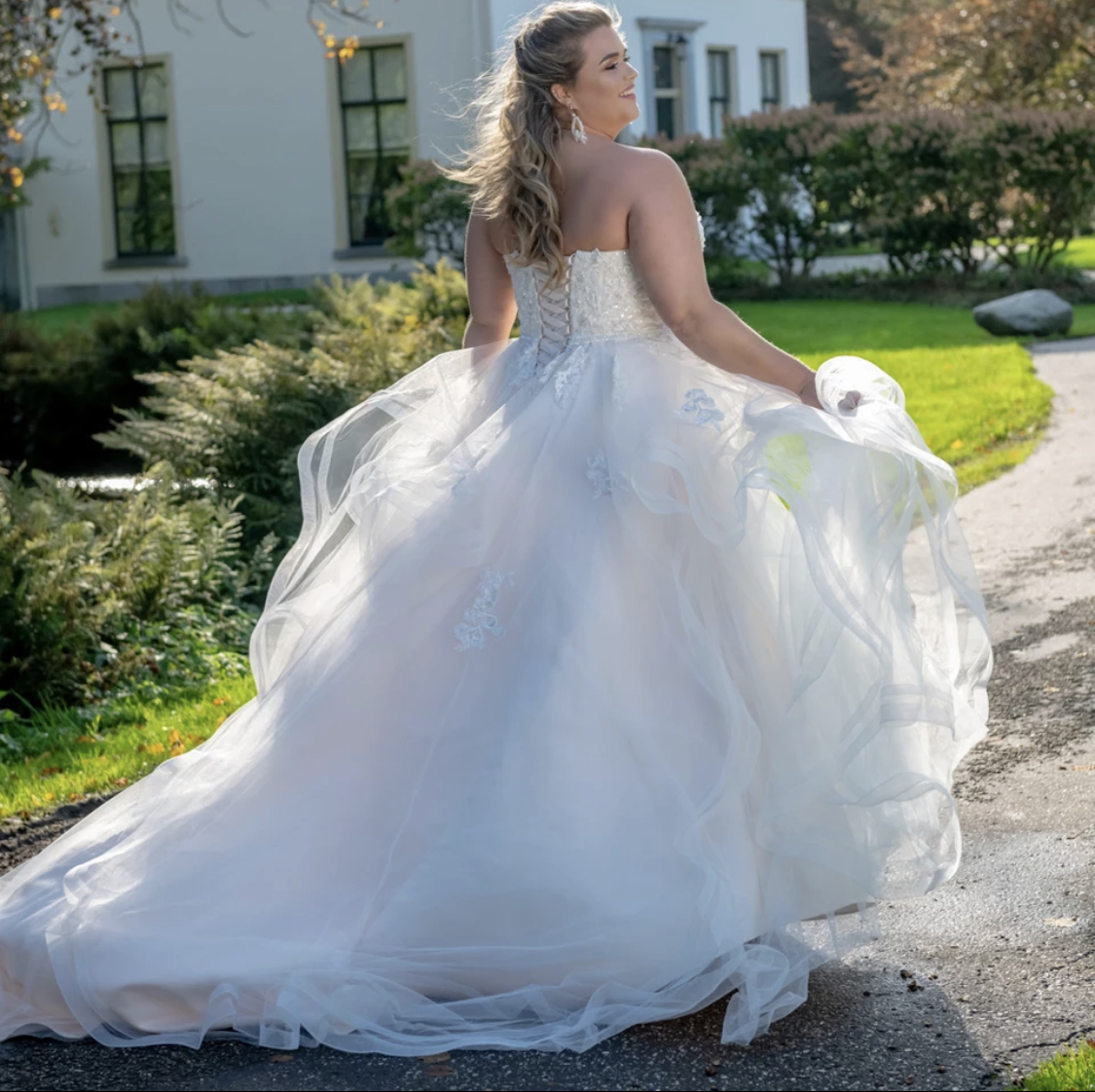 a line tiered wedding dress Sample Sale main image 1