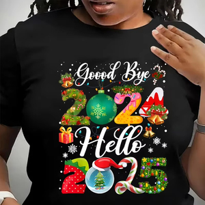 <span class=keywords><strong>T</strong></span>-<span class=keywords><strong>shirt</strong></span> Unisex Plus Size con scollo a o traspirante a maglia con stampa a trasferimento termico Casual 'buon cristo' 'felice anno nuovo' - Product Image 1