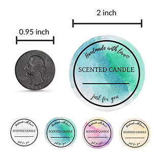 Etiquetas Redondas para Velas Aromáticas, Pegatinas de Papel Autoadhesivas, Diseño Hecho a Mano con Amor, para Regalos y Empaques Artesanales - Product Image 6