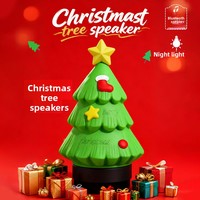 Mini-enceinte Bluetooth 5.3 en forme de sapin de Noël avec veilleuse et éclairage d'ambiance, alimentée par batterie, idéale pour chambre d'enfant, cadeau de Noël
