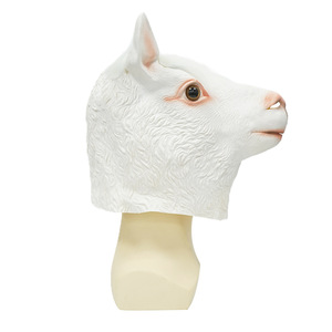 Máscara de Látex de Alpaca Blanca, Accesorio de Disfraz para Fiesta de Halloween, Cabeza de Animal - Product Image 2