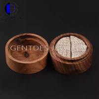 Gentdes Schmuck Personalisierte Ehering-Box Maßgefertigte Walnussholz-Ringbox Kundenspezifische Runde Box Großhandelsbox