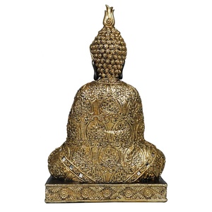 Estatua de Buda de meditación sentado tailandesa de color dorado para decoración del hogar <span class=keywords><strong>zen</strong></span> de resina de mesa, venta al por mayor - Product Image 3