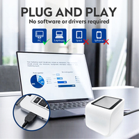 Escáner de Código de Barras de Escritorio 2D JR P20 Blanco, Lector de Códigos QR Manos Libres, Plataforma de Presentación, USB con Cable para Comercio Minorista