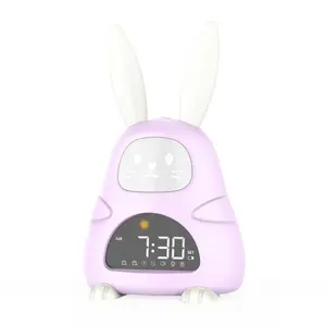 Reloj despertador pequeño electrónico de estudiante de dibujos animados LED creativo para niños de conejo de escritorio lindo