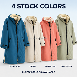 Bata de Cambio para Niños OEM con Costuras Selladas, Impermeable, Cortavientos, Forro Sherpa, Parka de Natación, Abrigo Personalizado con Logotipo de Equipo - Product Image 3