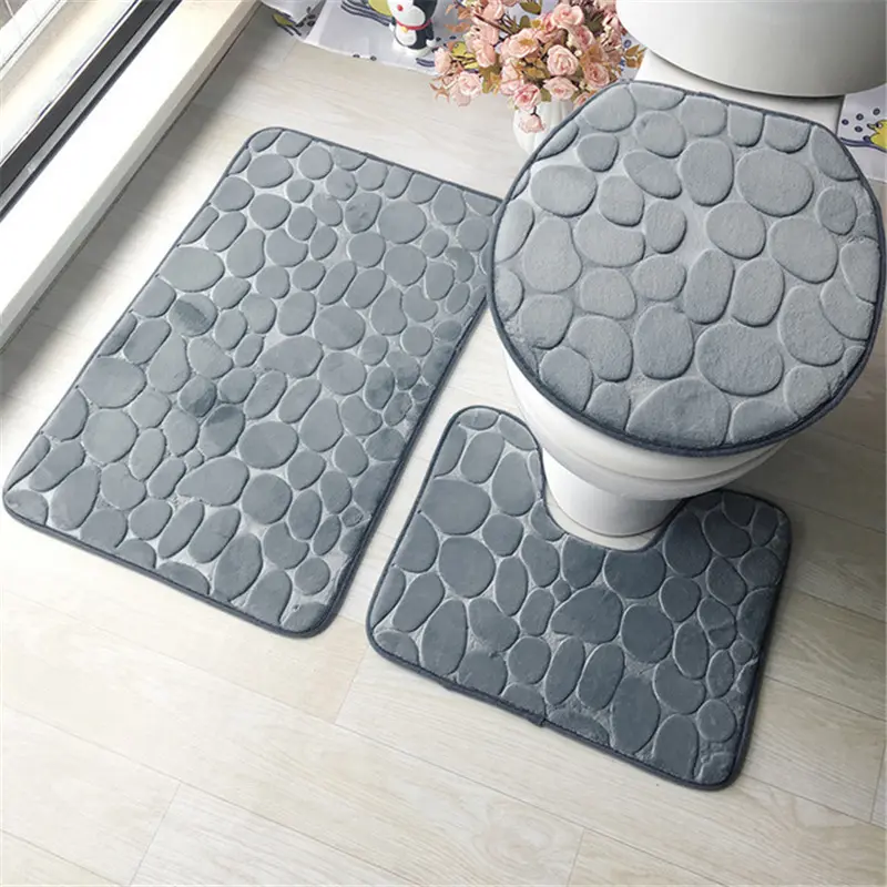 Dusch-Badewannenmatten-Set Anti-Rutsch für Badezimmer Speicher-Schaum Badezimmer 3-teiliger Badematte Teppich Wasseraufnahme Toilettenteppich