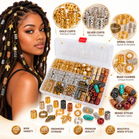 Ensemble de bijoux pour cheveux Locs : perles métalliques, anneaux, pinces, accessoires pour dreadlocks, tresses et torsades, décoration capillaire